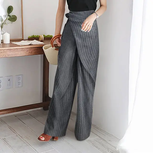Independent Station Autumn New Striped Lace up Trousers Grey - Shop at LoveMi