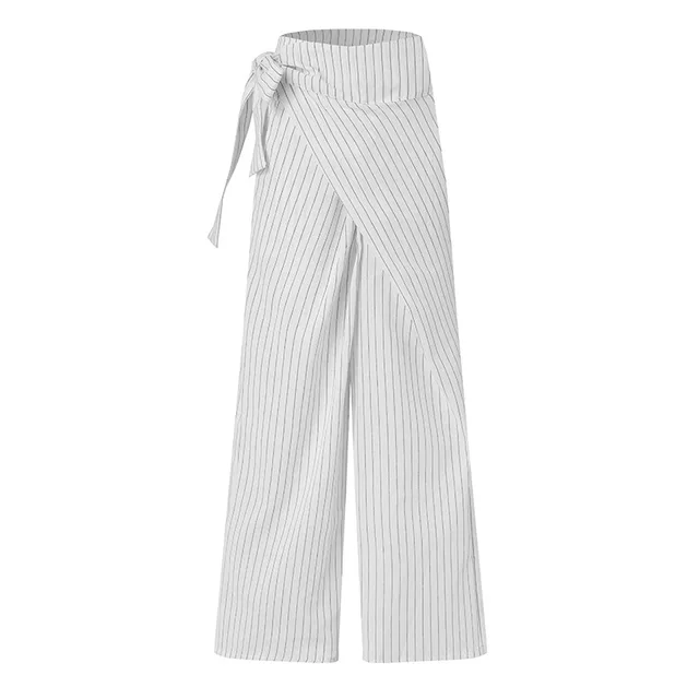 Independent Station Autumn New Striped Lace up Trousers White - Shop at LoveMi