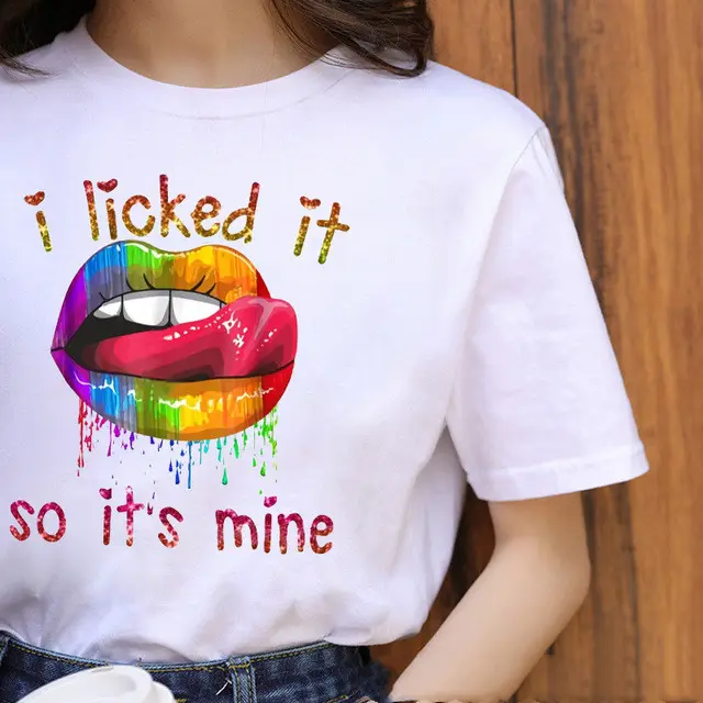 Shut Up Gesture Lips Short Sleeve T shirt No Letters Whiteb - Shop at LoveMi