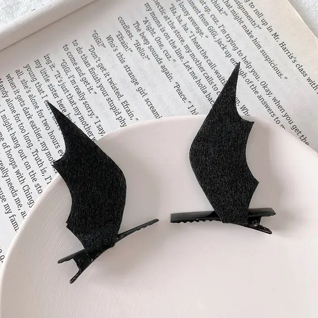 Halloween Funny Devil Black Bat Wings Hairpin Black - Shop at LoveMi