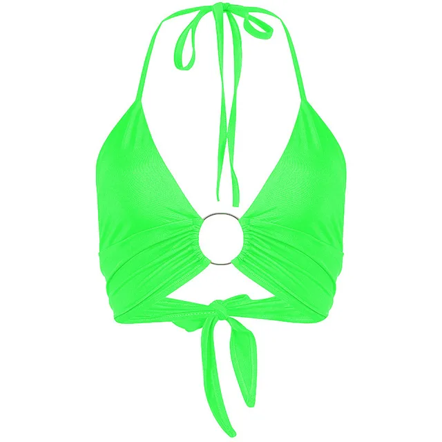 Halter Halter Back And Chest Wrap Women's Inner Vest Top Green - Shop at LoveMi