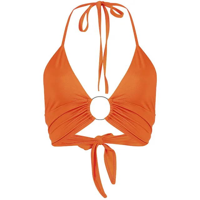 Halter Halter Back And Chest Wrap Women's Inner Vest Top Orange - Shop at LoveMi