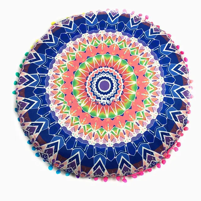 Ethnic Style Round Pillow Bed Head Waist Waist Car Waist Pillow Hug Pillowcase Royal Blue - Shop at LoveMi
