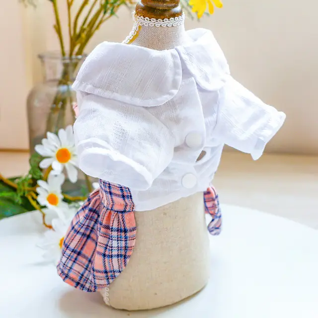 Spring Summer Pet Dog Clothes Sweet Princess Skirt Lattice White - Shop at LoveMi