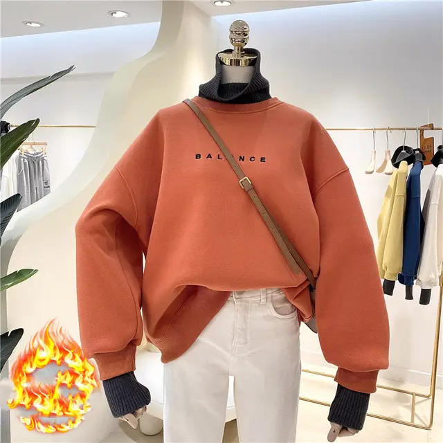 Korean Style Top High Collar Fake Two Piece Women's Sweater Orange - Shop at LoveMi