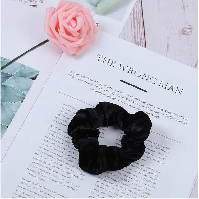 Golden Velvet Cloth Pig Large Intestine Hair Circle Velvet Mother's Headband Black - Shop at LoveMi