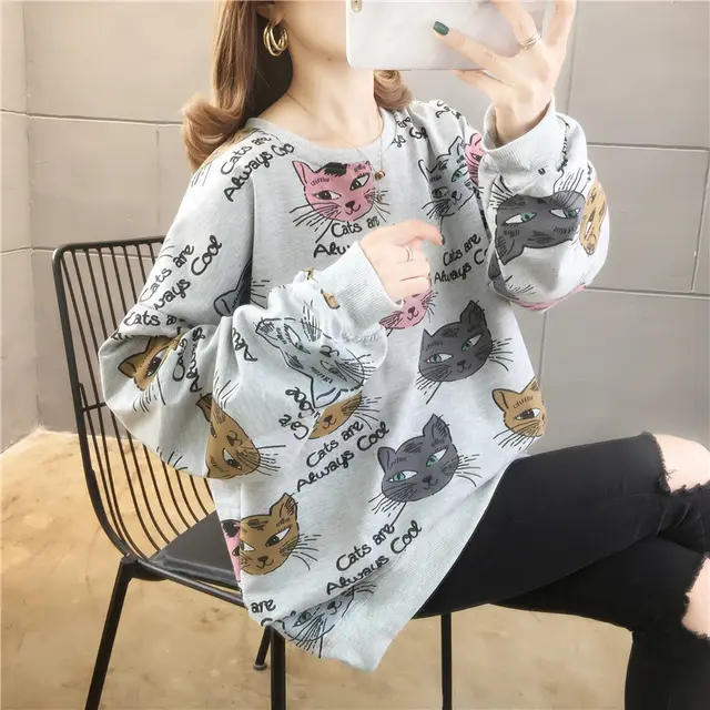 Hoodless Loose Western Style Age Reducing Top Grey - Shop at LoveMi