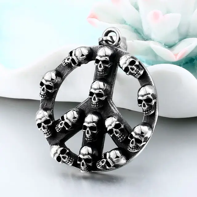 Vintage Anti War Peace Stainless Steel Pendant Grey - Shop at LoveMi