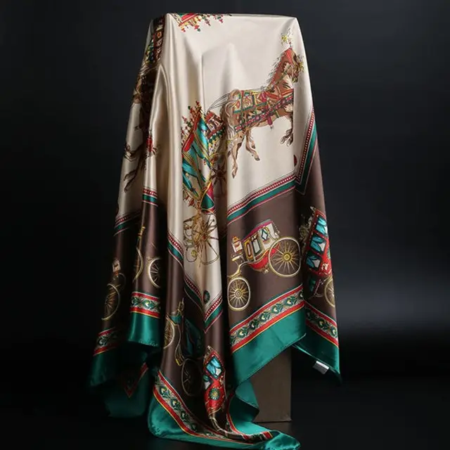 Summer Silk Scarf Women Leopard Print Foulard Square Shawl Desert Camouflage - Shop at LoveMi