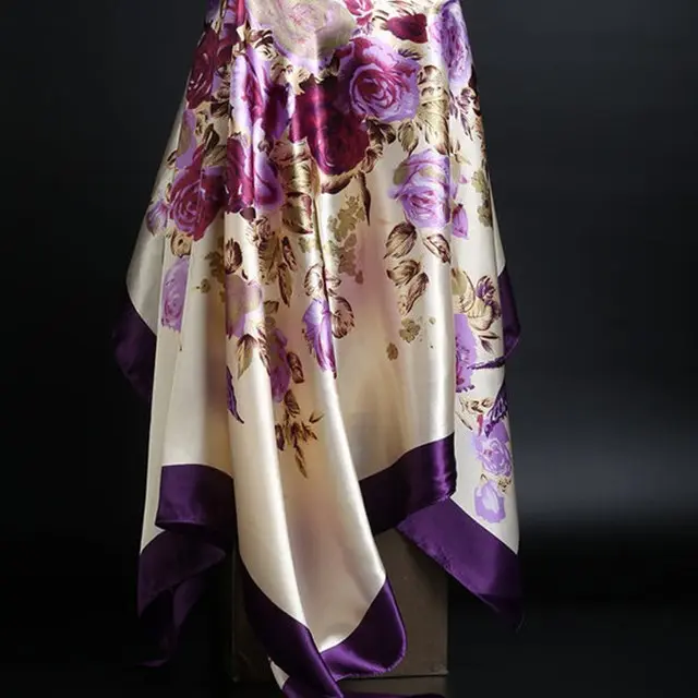 Summer Silk Scarf Women Leopard Print Foulard Square Shawl Fluorescent Green - Shop at LoveMi