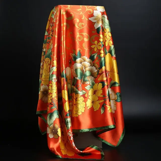 Summer Silk Scarf Women Leopard Print Foulard Square Shawl Light Blue - Shop at LoveMi