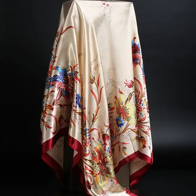 Summer Silk Scarf Women Leopard Print Foulard Square Shawl Light Purple - Shop at LoveMi