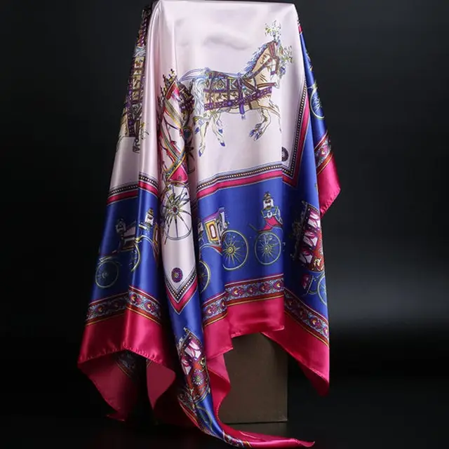 Summer Silk Scarf Women Leopard Print Foulard Square Shawl Lightgray - Shop at LoveMi