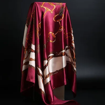 Summer Silk Scarf Women Leopard Print Foulard Square Shawl Red - Shop at LoveMi