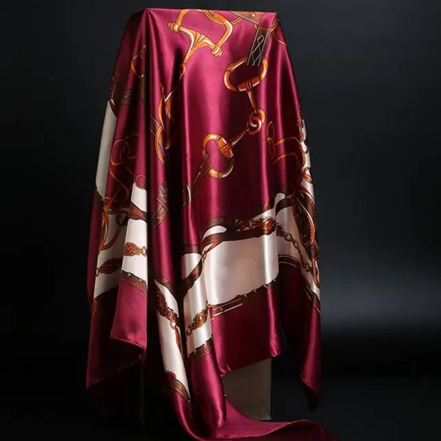 Summer Silk Scarf Women Leopard Print Foulard Square Shawl Red - Shop at LoveMi