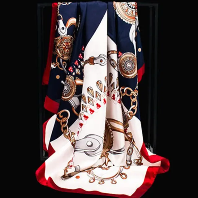 Summer Silk Scarf Women Leopard Print Foulard Square Shawl White - Shop at LoveMi