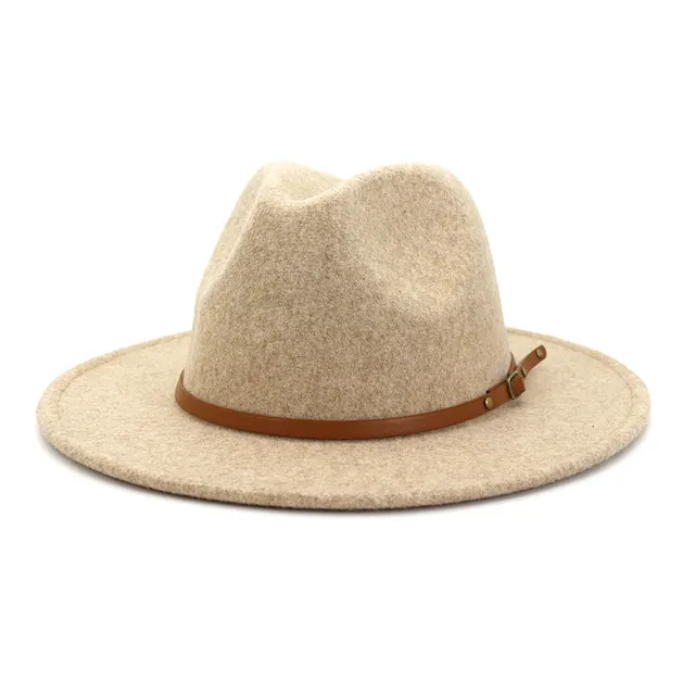Fashionable Wool Jazz Hat Beige - Shop at LoveMi