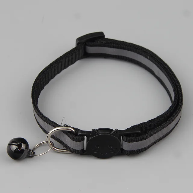 Color Reflective Cat Head Safety Buckle Collar Black - Shop at LoveMi