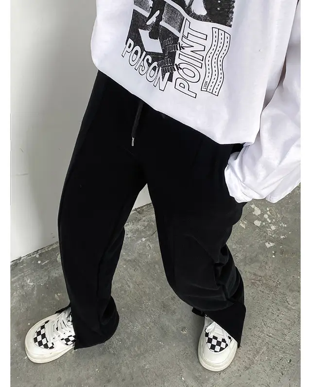 Women's Drape Wide leg Pants With Straight Slits Black - Shop at LoveMi