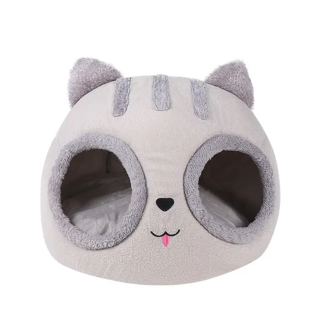 Winter Warm Pet dog Bed Kennel Cat House Sleeping Bag Cartoon Cat Puppy Cushion Cushion Grey - Shop at LoveMi
