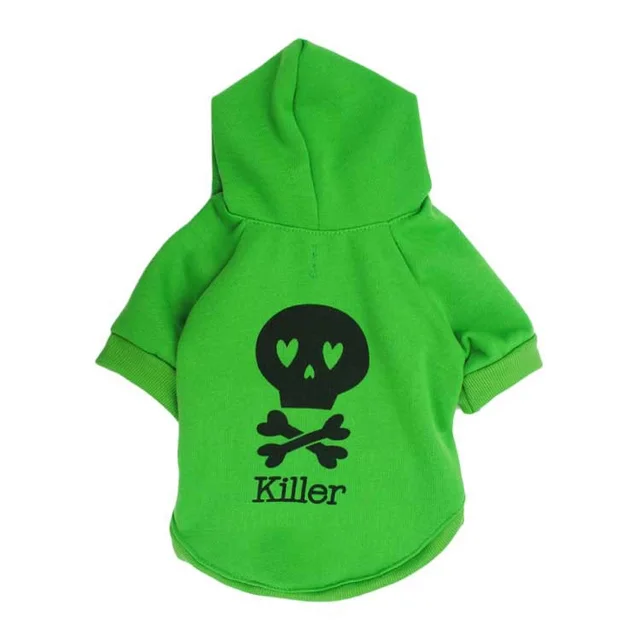 Pet Clothes Dog Costume Halloween Fleece Black Skull Pet Hooded T shirt Green - Shop at LoveMi