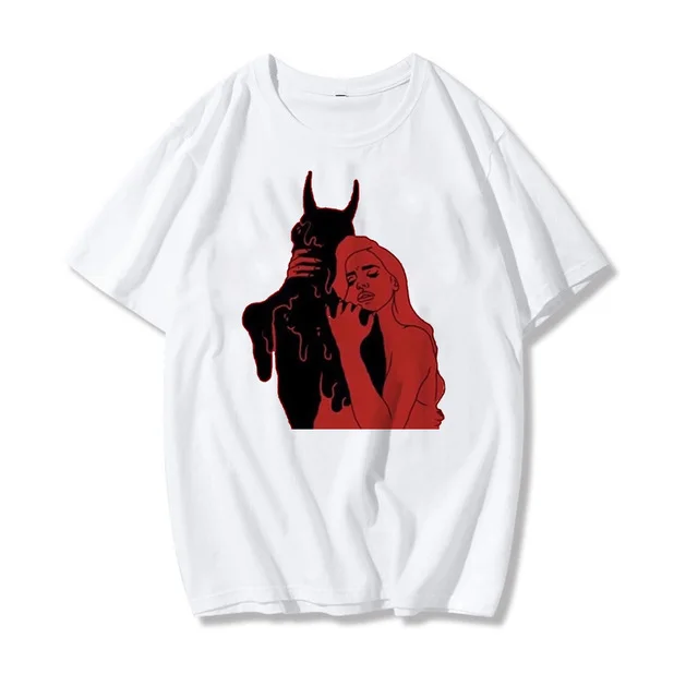 Devil Print Ladies Short Sleeve Top T Shirt Loose - Shop at LoveMi