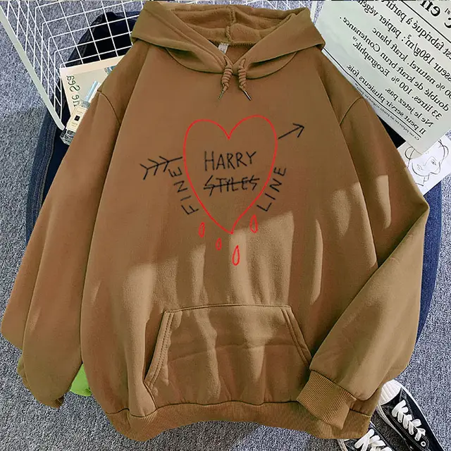 Candy Color Sweatshirt Black Harry Styles Print Hoodie Brown - Shop at LoveMi