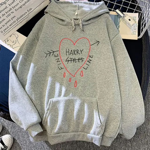 Candy Color Sweatshirt Black Harry Styles Print Hoodie Grey - Shop at LoveMi