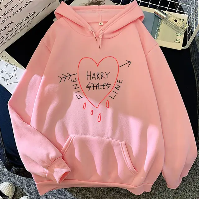 Candy Color Sweatshirt Black Harry Styles Print Hoodie Pink - Shop at LoveMi