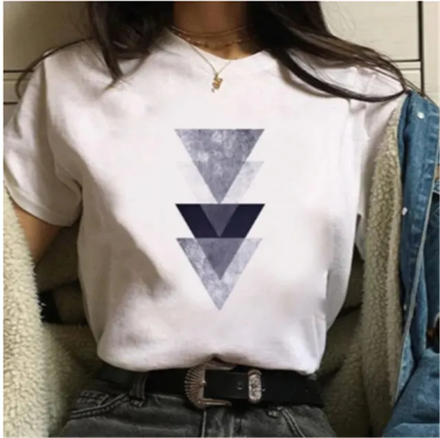 Printed Ladies Round Neck Short Sleeve Loose Casual T shirt - Shop at LoveMi
