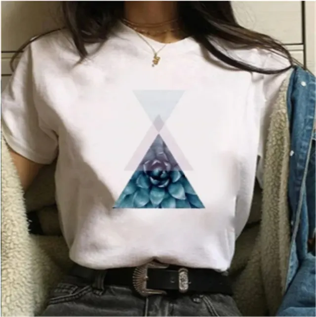 Printed Ladies Round Neck Short Sleeve Loose Casual T shirt - Shop at LoveMi