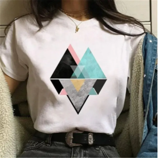 Printed Ladies Round Neck Short Sleeve Loose Casual T shirt - Shop at LoveMi