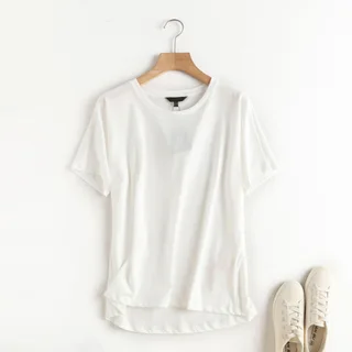 European And American Style Summer Four-Color Women's Solid Color Loose Loose Version Of Thin Short-Sleeved Basic Solid Color T-Shirt - White