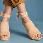 New Style Ankle Strap Wedge Heel Fish Mouth Fashion Woven Women's Shoes - Khaki