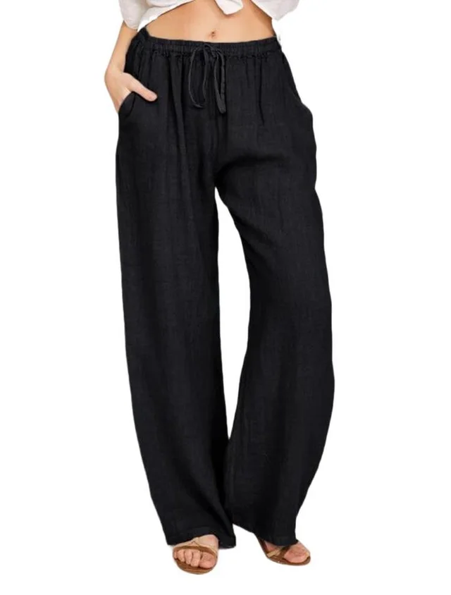 Women's Casual Cotton And Linen Loose Yoga Pants Black - Shop at LoveMi