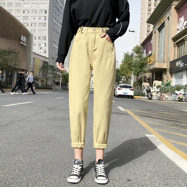 Highly Loose Wide leg Straight leg Casual Cropped Trousers Khaki - Shop at LoveMi