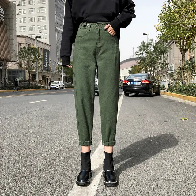Highly Loose Wide leg Straight leg Casual Cropped Trousers Navy Blue - Shop at LoveMi