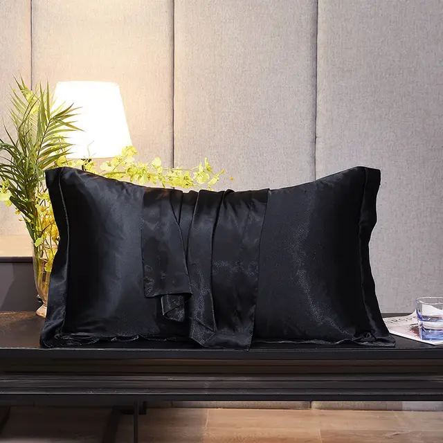 Imitation Silk Pillowcase Ice Silk Bedding Pillow Towel Single Silk Pillowcase Black - Shop at LoveMi