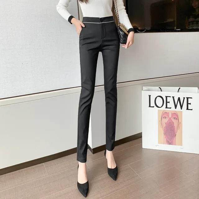 Fashion Small Feet Formal Work Pants Black - Shop at LoveMi