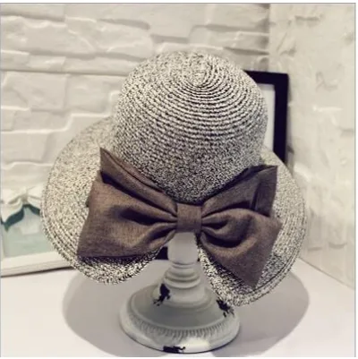 Big Bow Split Sunshade Hat Summer Vacation Sunshade Beach Hat Navy Blue - Shop at LoveMi