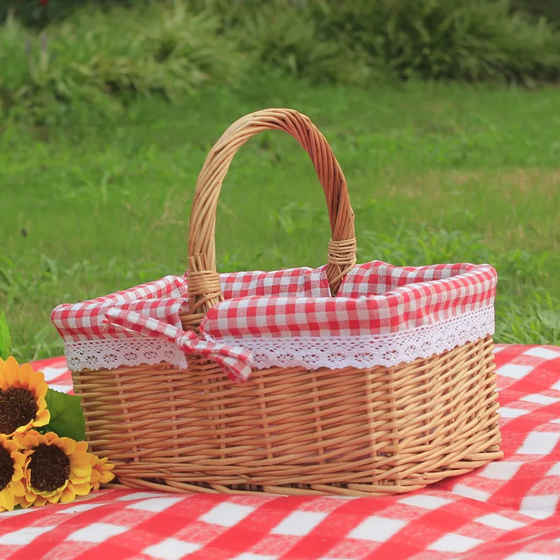 Outdoor Picnic Basket Wicker Hand Basket With Cover Ch2 Don'T Take Cover S - Shop at LoveMi