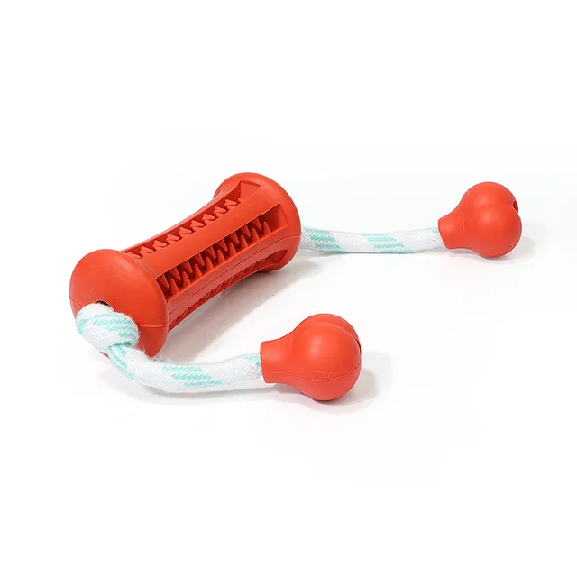 The Dog Rubber Toy Molar Teeth Cleaning Rod Wears The Rope To Bite The Rope Orange - Shop at LoveMi