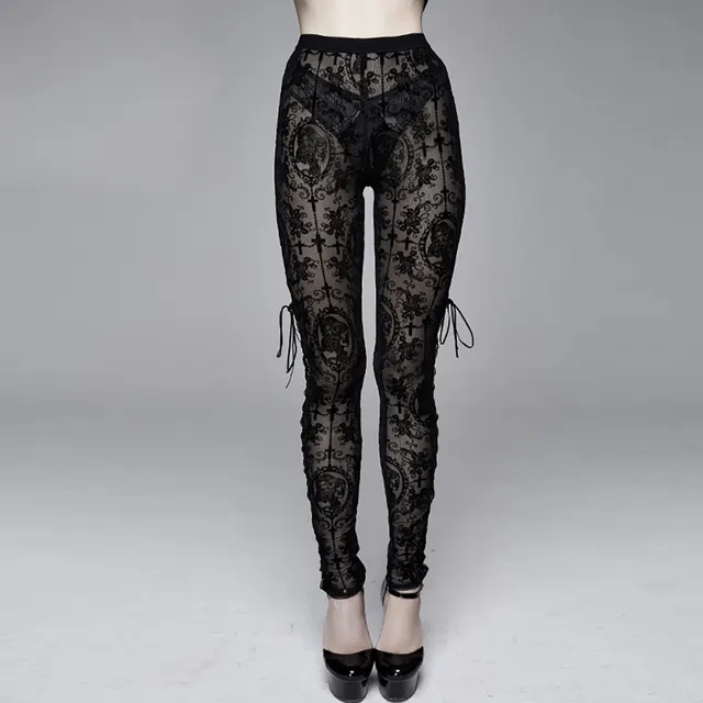European And American Sexy Mesh Calf Side Tie Rope Gothic Leggings - Shop at LoveMi