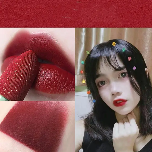 Star Small Gold Diamond Wire Velvet Mat Matte Mouth Red Makeup Long Lasting Moisturizing - Shop at LoveMi