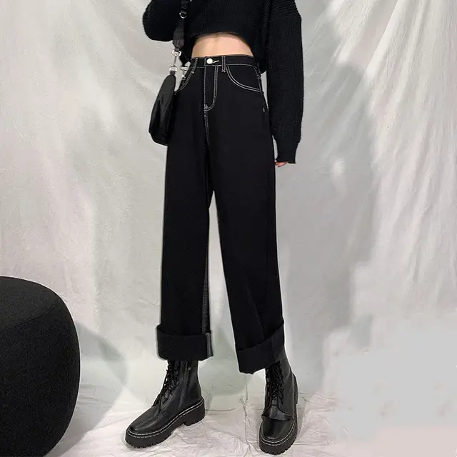 High Waist Slim Dark Blue Jeans Black - Shop at LoveMi