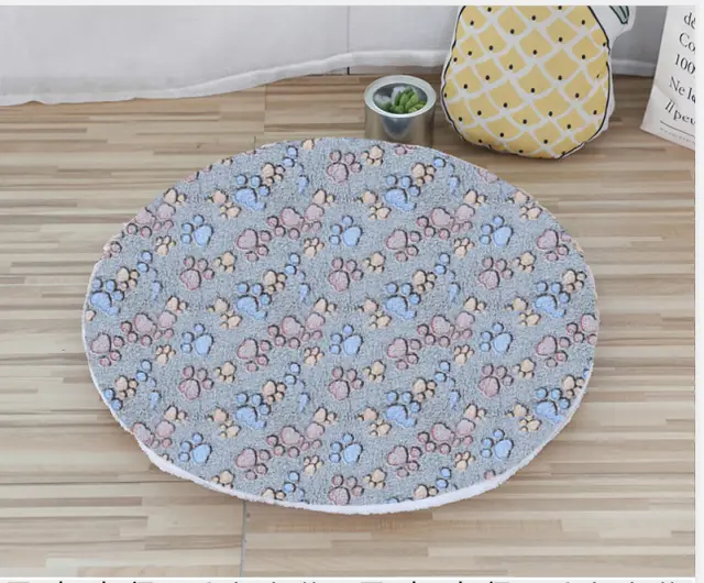 Cartoon Mat Double sided Plus Velvet Thick Warm Round Mat Small And Medium Pet Warm Pad Dark Brown - Shop at LoveMi