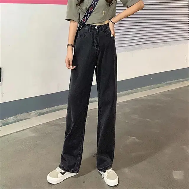 Loose High Waist Slim Gray black Casual Mopping Pants Black - Shop at LoveMi