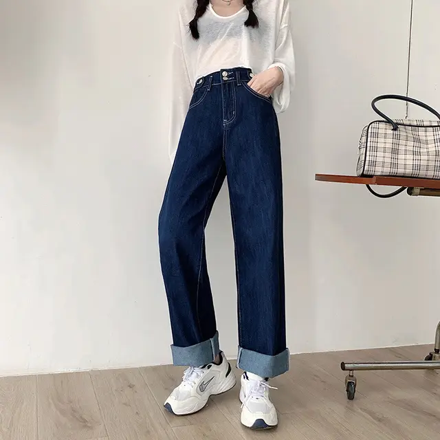 Autumn And Winter Casual Pants, Small Son Denim Wide Leg Pants Blue - Shop at LoveMi