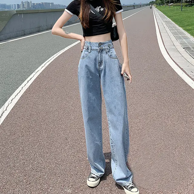 Straight Loose Wide leg Slim Jeans C - Shop at LoveMi