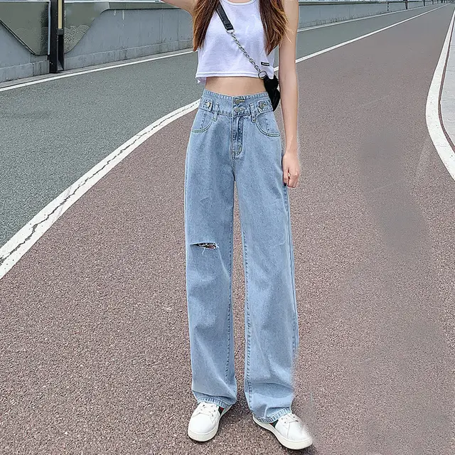 Straight Loose Wide leg Slim Jeans - Shop at LoveMi